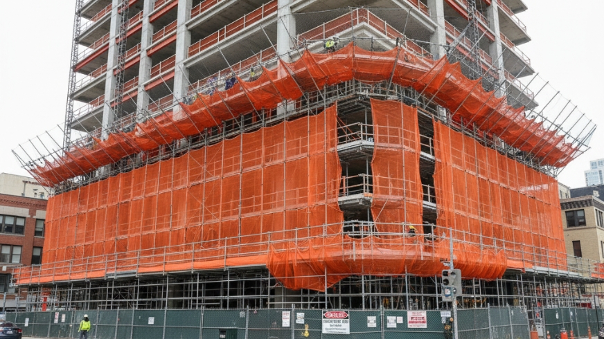 Construction Safety Nets Installation on Site